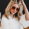 Alexa Aviator Frame Sunglasses: Brown