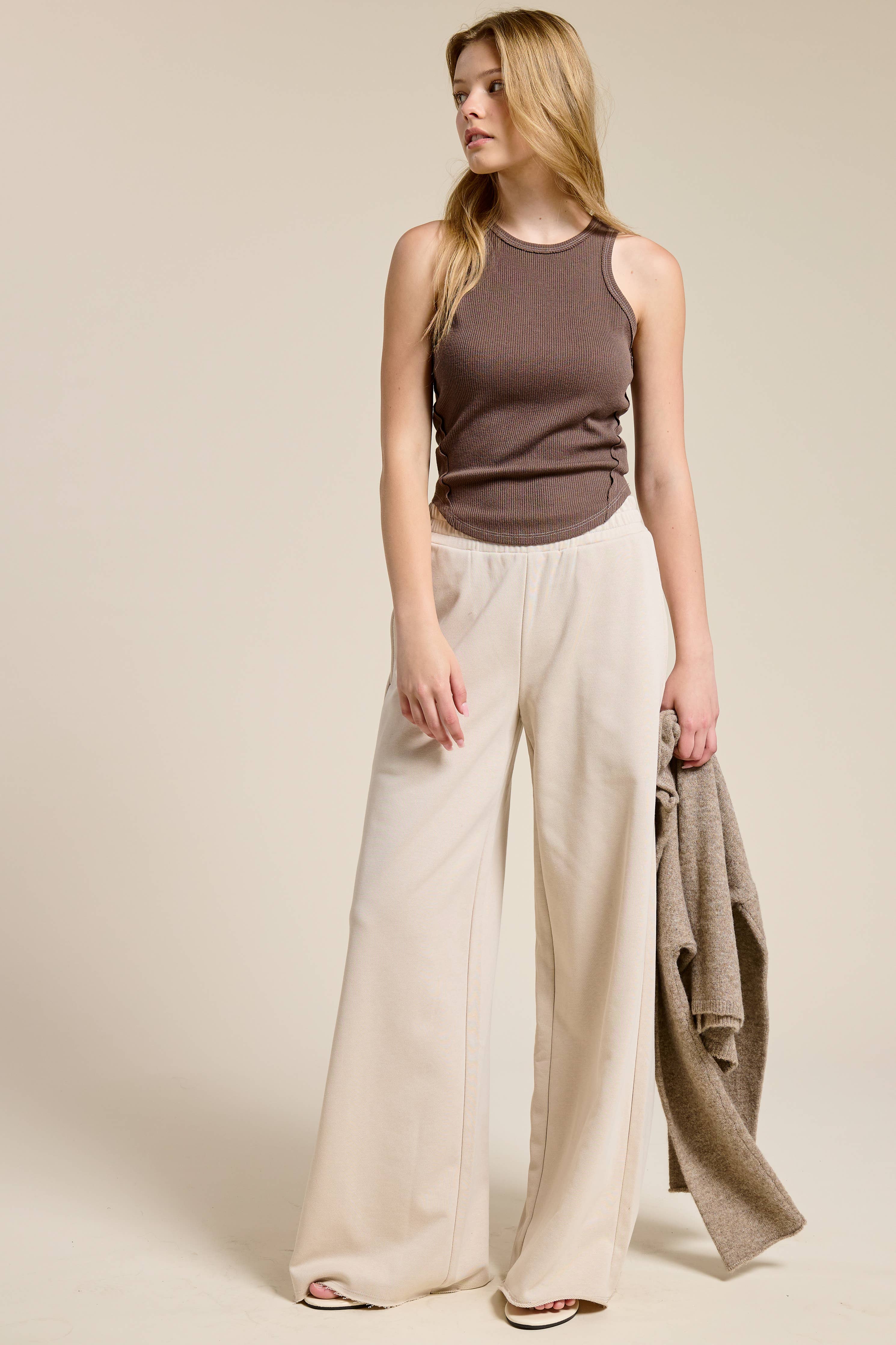Cotton Joggers: Beige