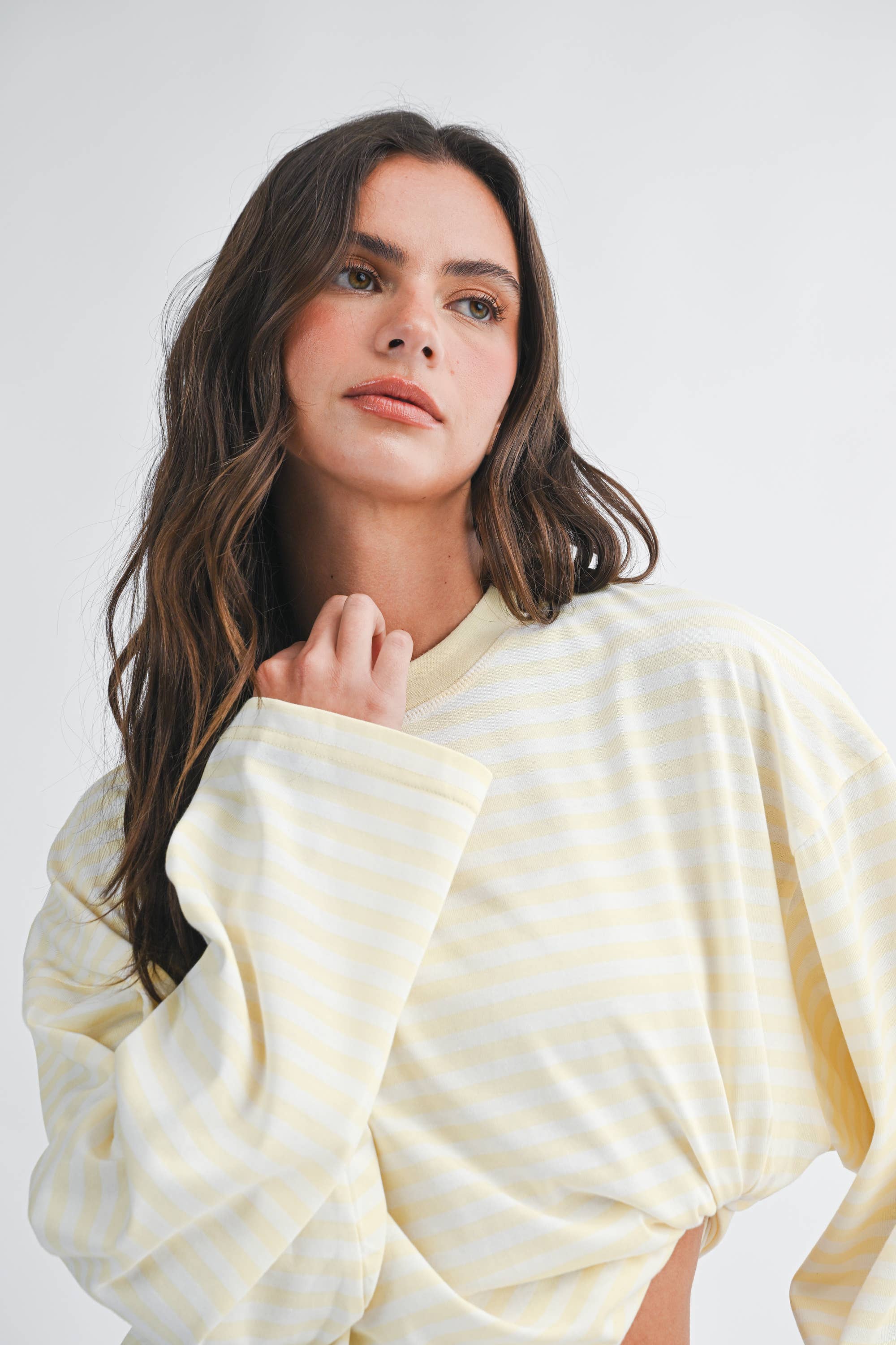 Oversized Stripe Top: Lemon