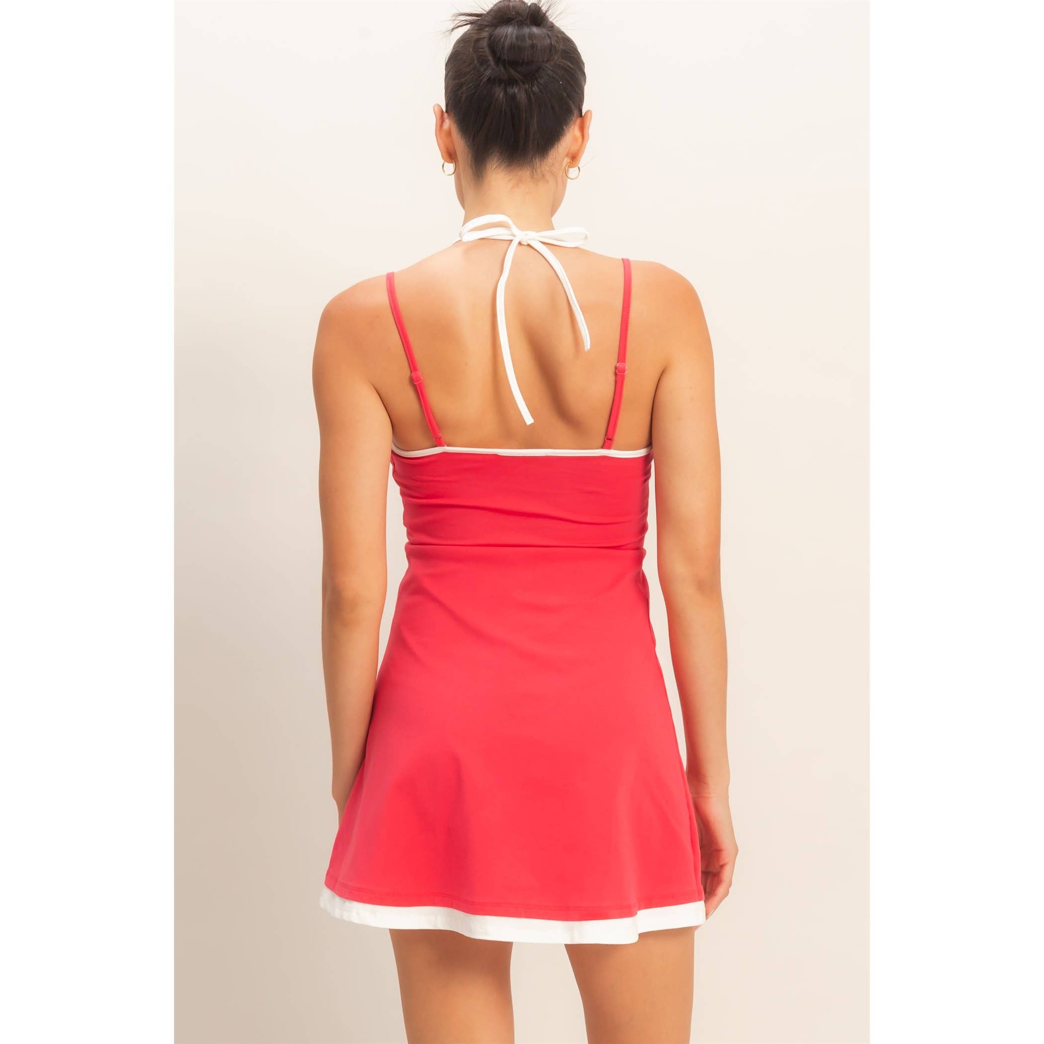 Athletic Mini Dress:Red