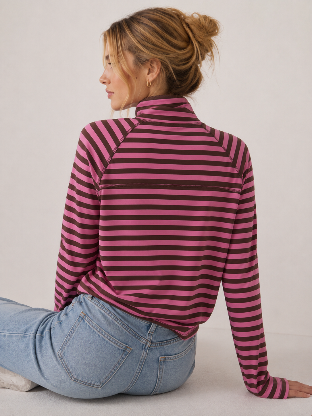 Mock Neck Chocolate/Pink