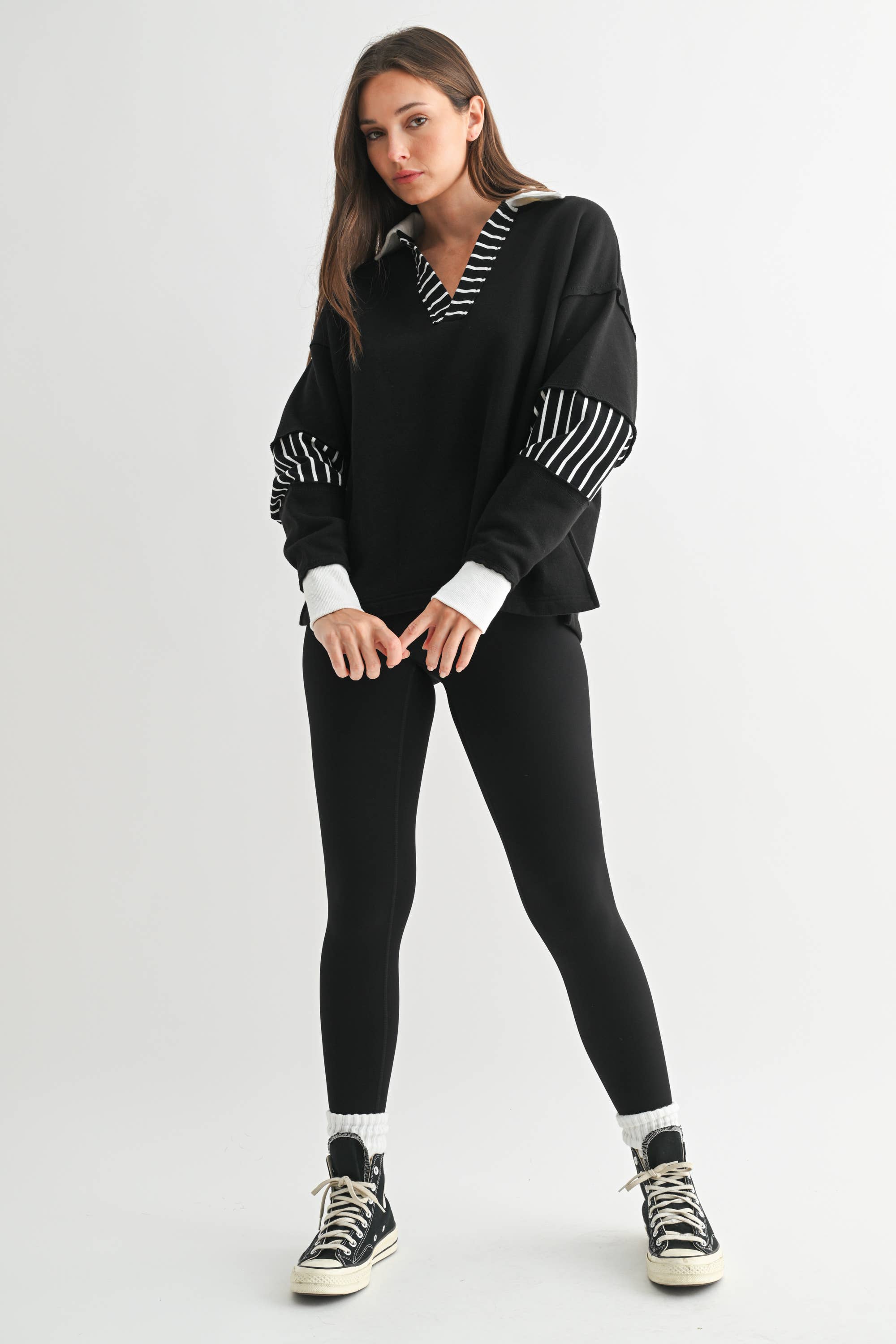 Varsity Pullover: Black
