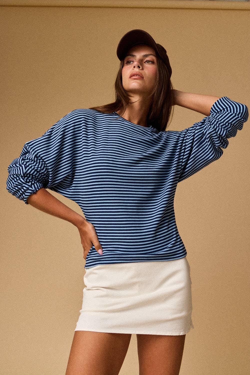 Slouchy Relaxed Fit Top: Navy