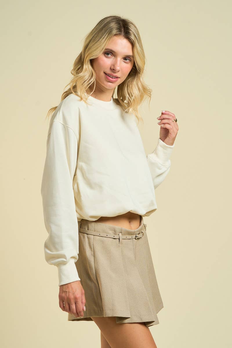 Cropped Crewneck Sweatshirt: Ivory