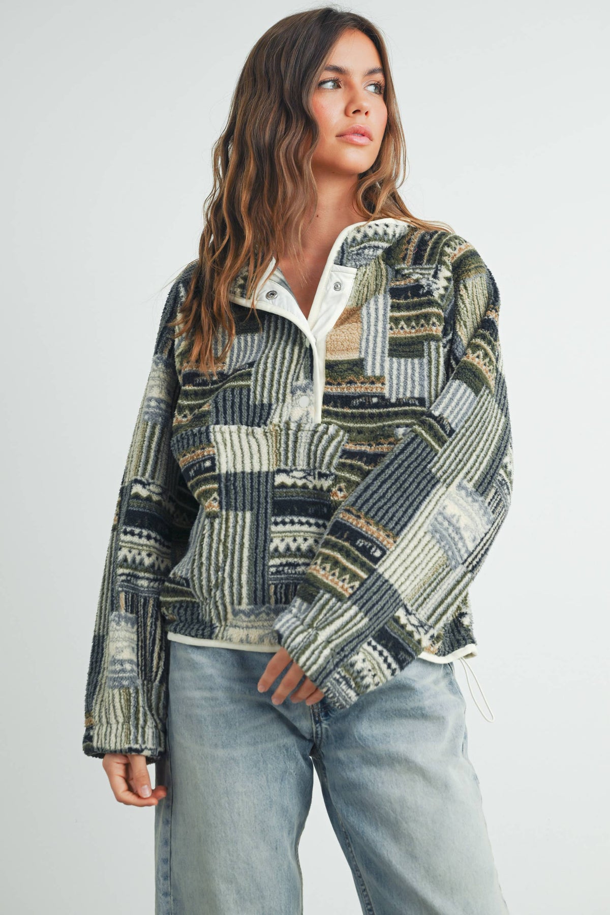 Patchwork Print Sweatshirt: Multi