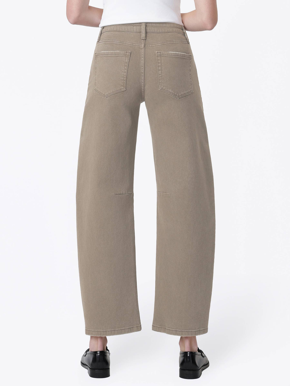 Darted Ankle Barrel Jeans: Ash