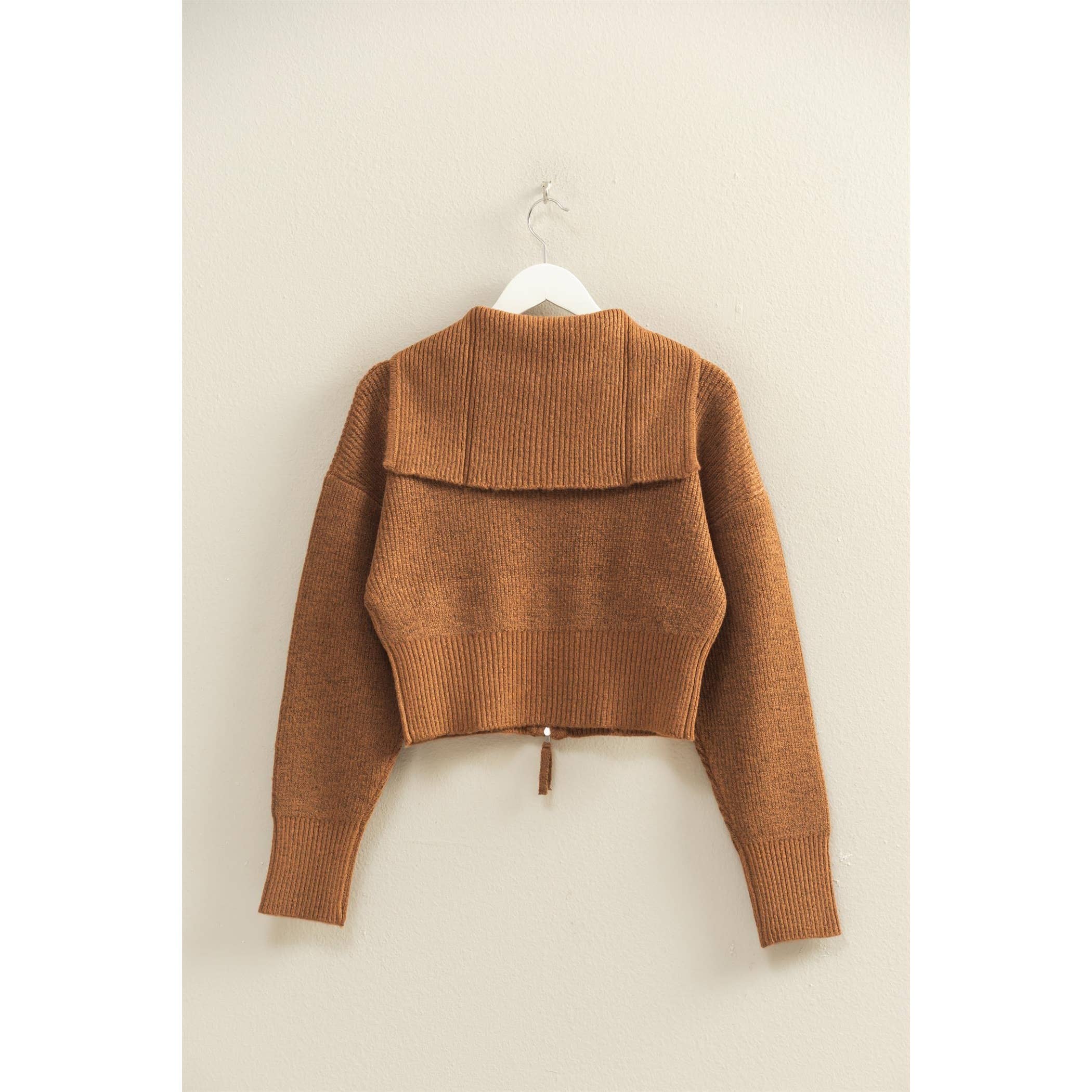 Brown Collared Sweater Cardigan: