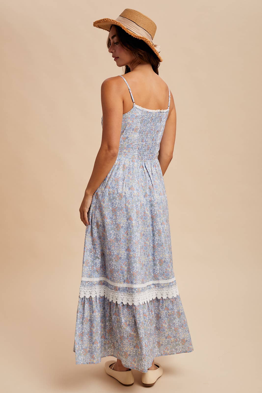 Floral Lace MaxiI Dress: Lt. Blue
