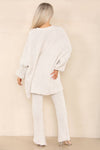 Oversized knit cardigan and trousers co-ord set: Beige