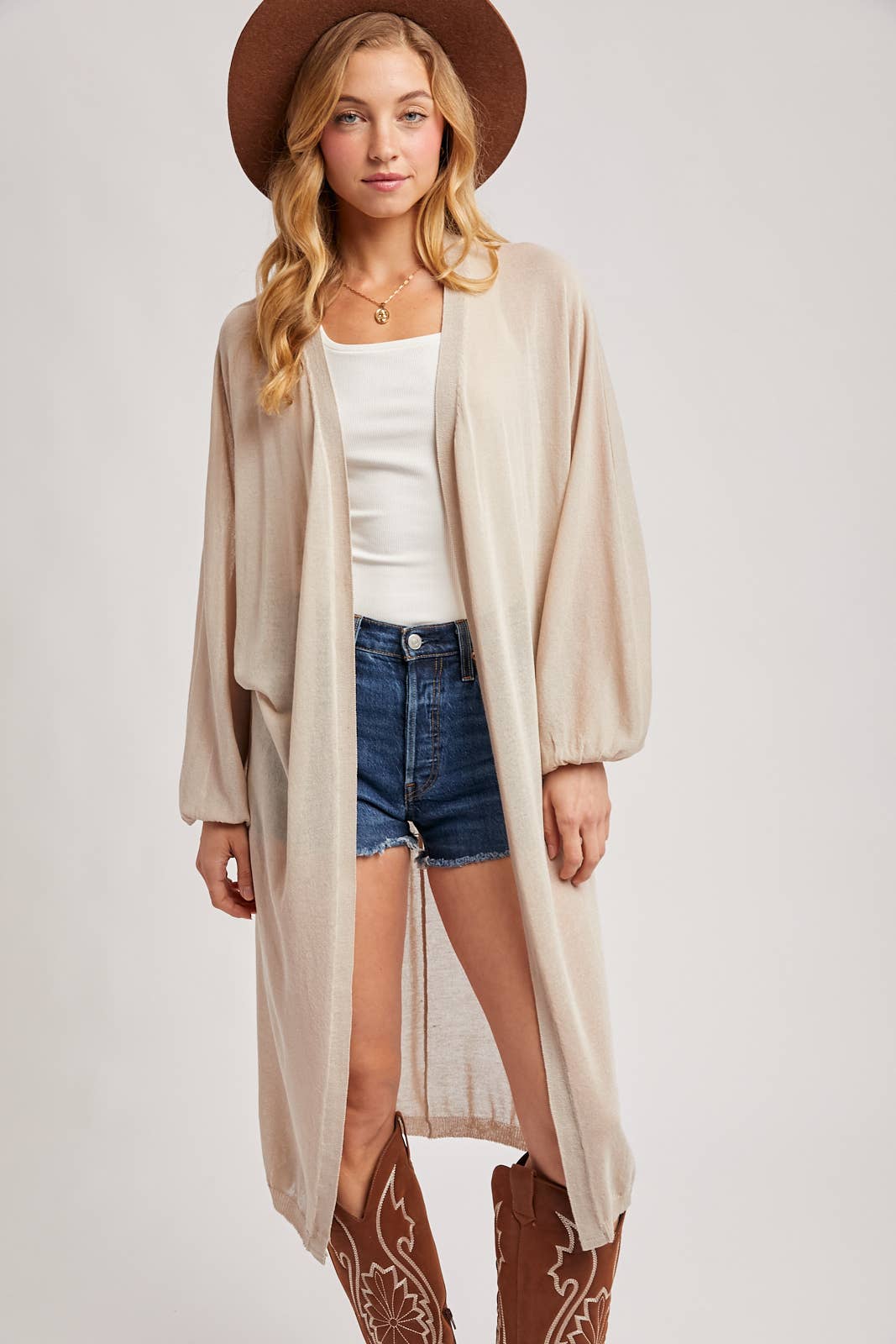 Sheer Knit Cardigan: Oatmeal