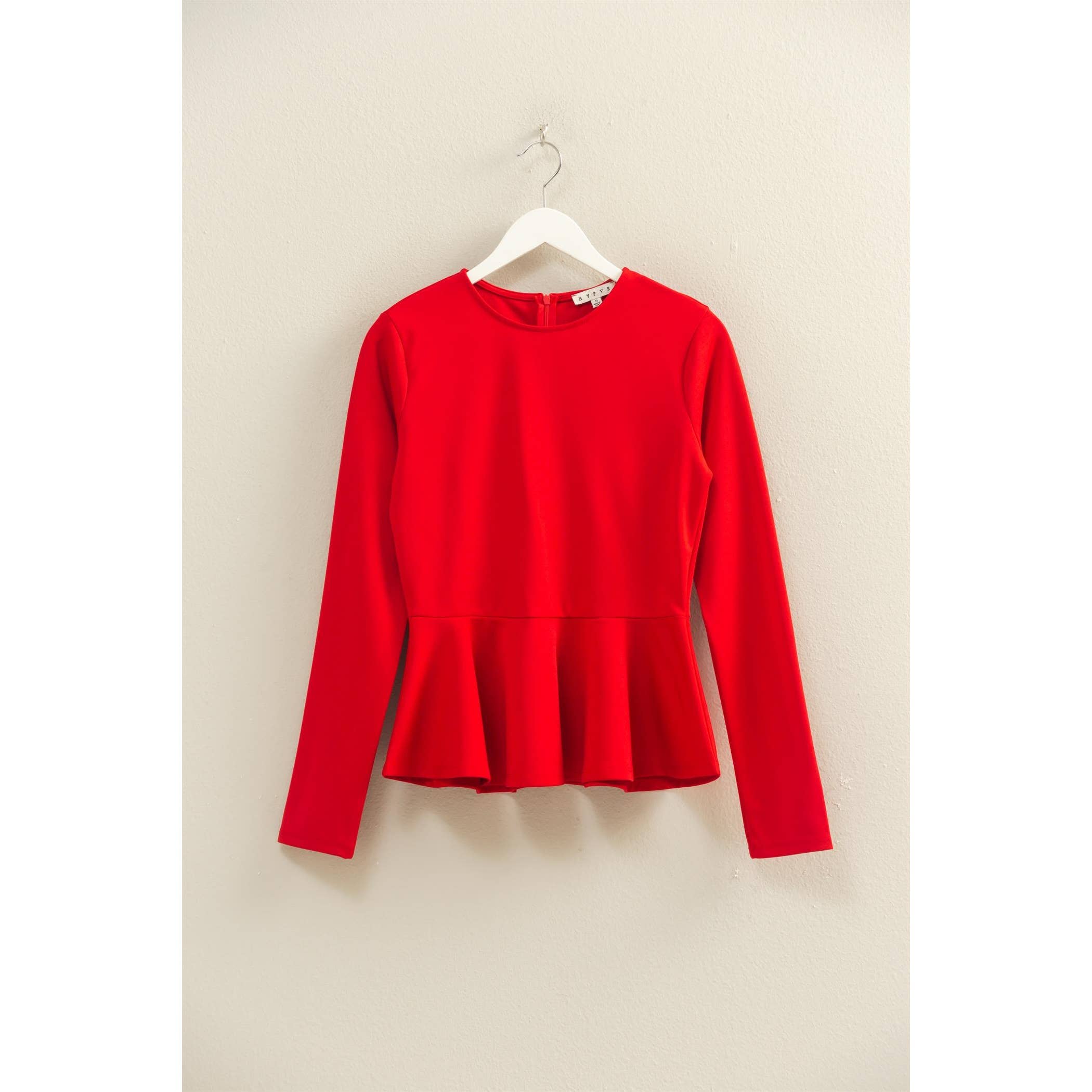 Peplum Tailored Top: Red