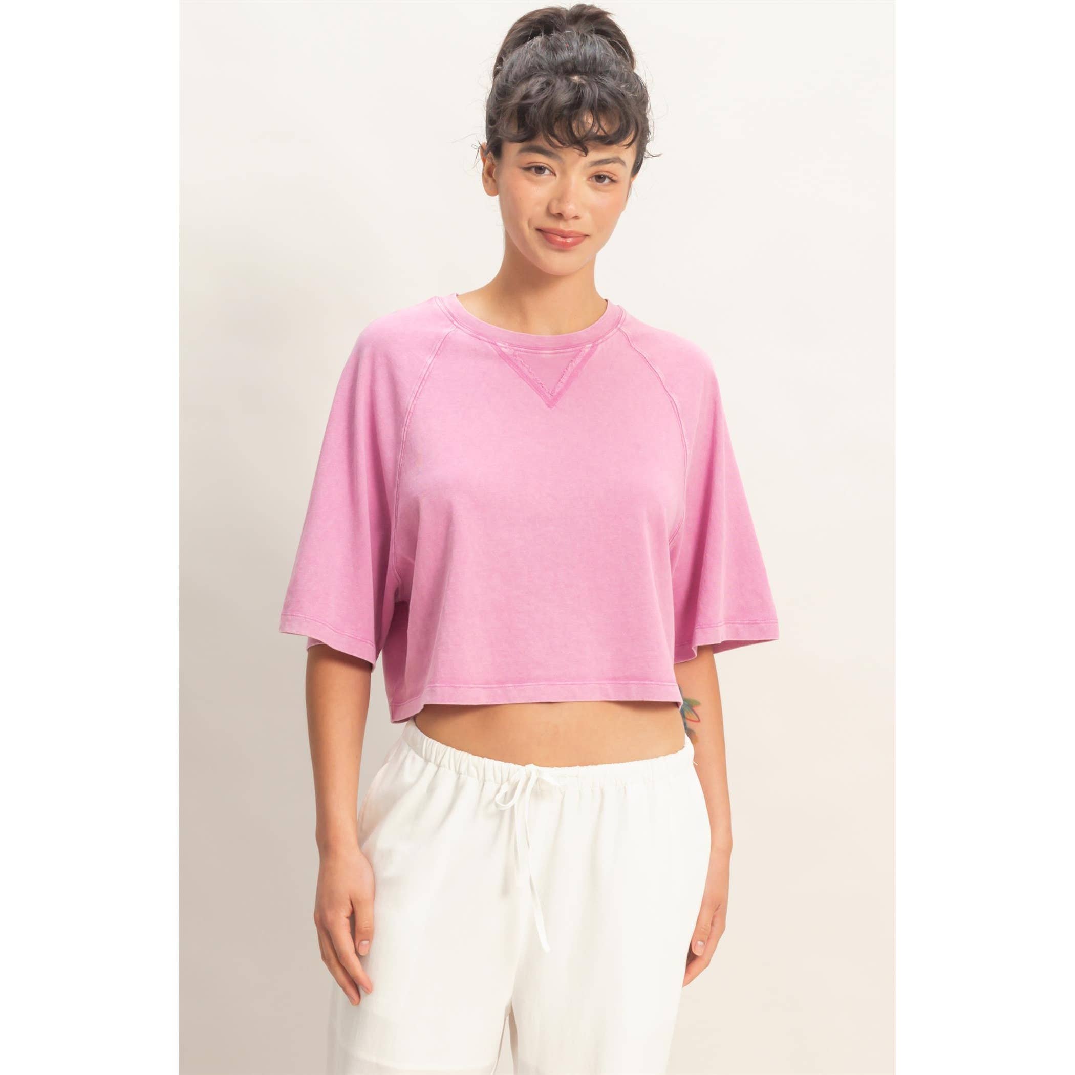 Mineral Washed Tee: Fuchsia