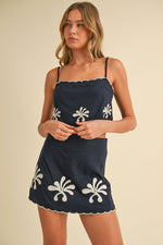 Linen Embroidery Set: NAVY