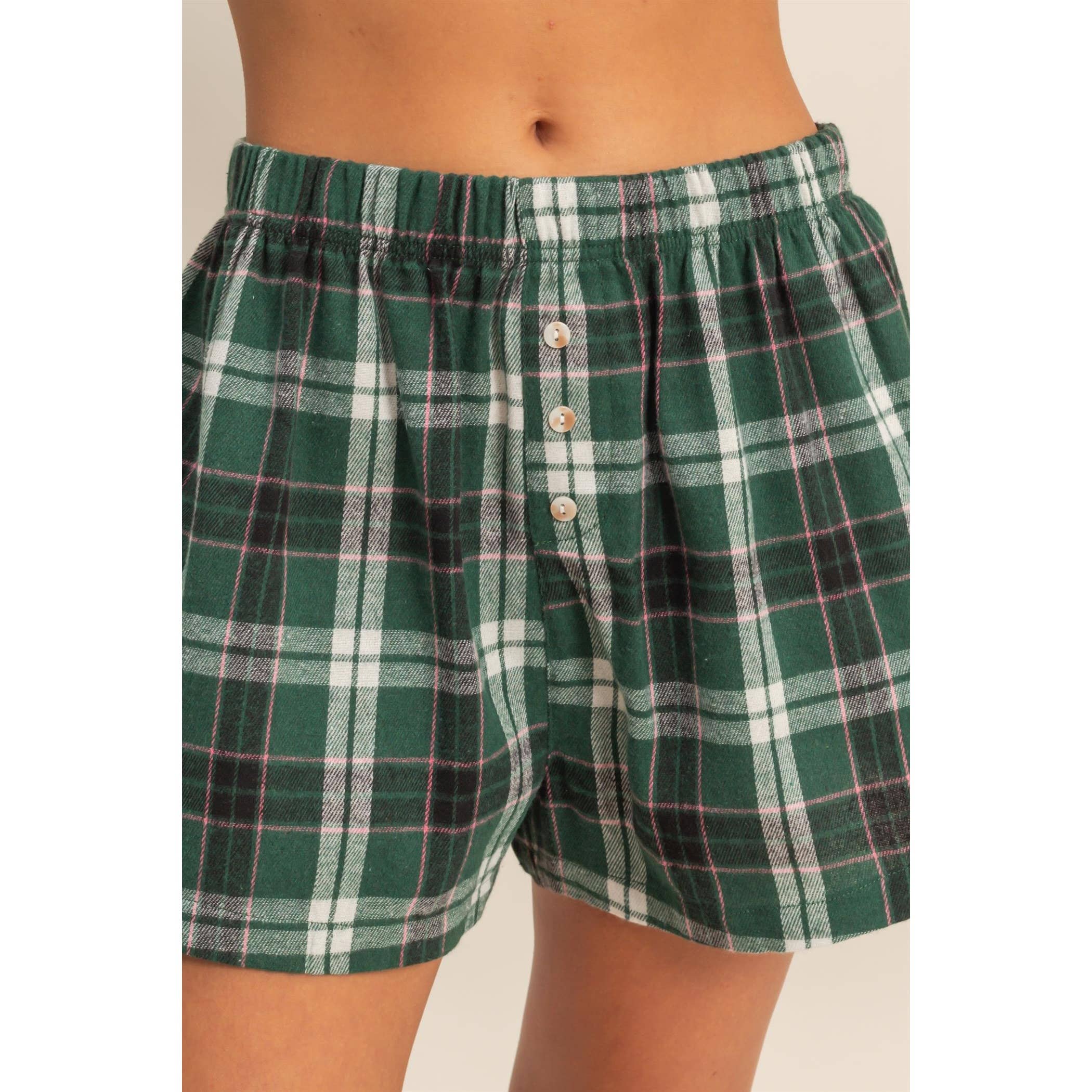 Flannel Boxer Shorts: Navy