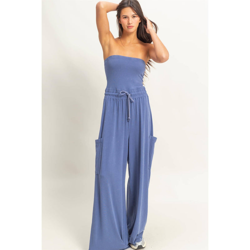 Tube Top Jumpsuit:BLACK