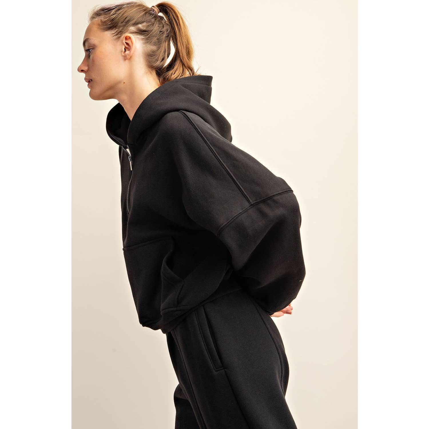 French Terry Hoodie: Black