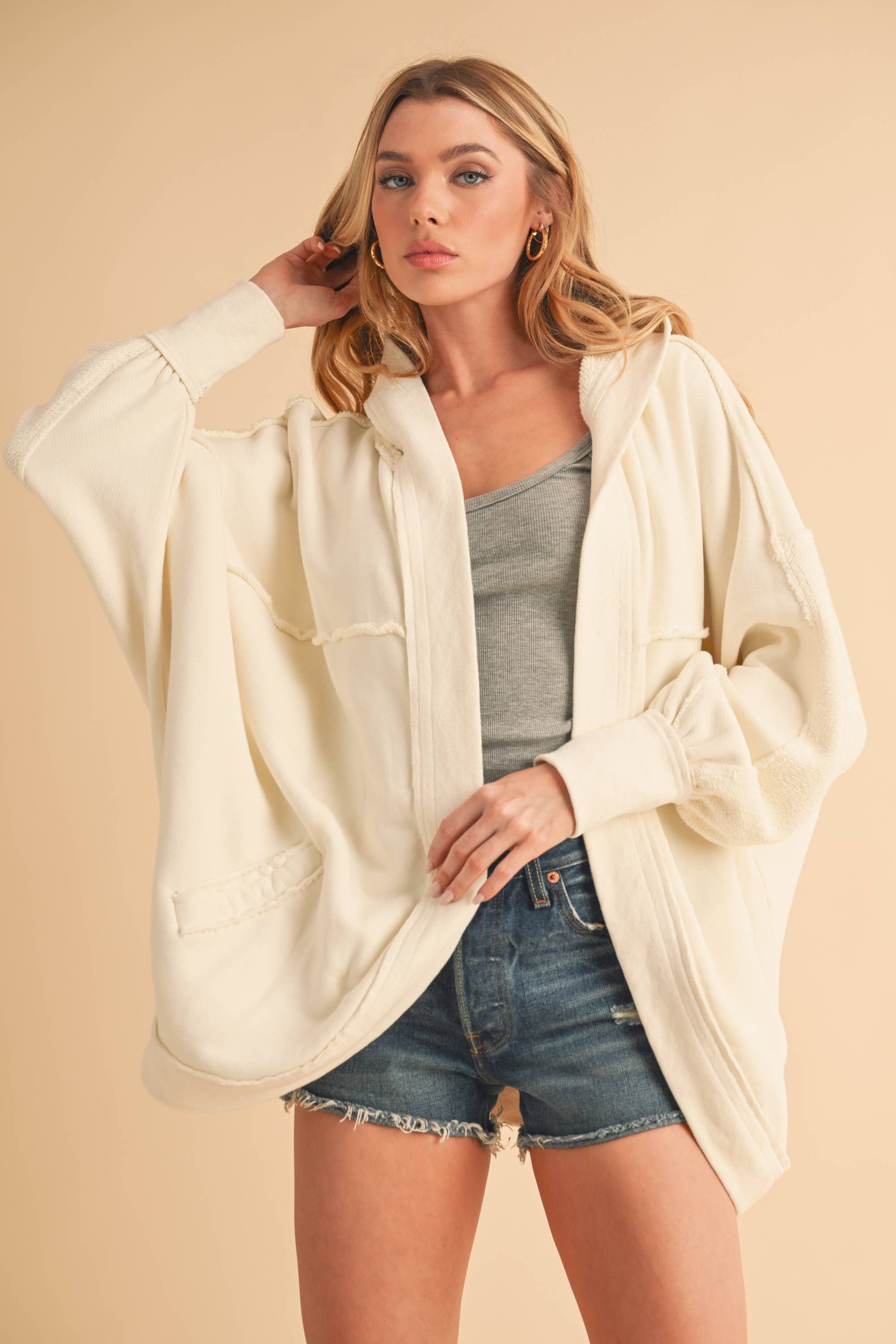 Janely Hooded Cardi: White