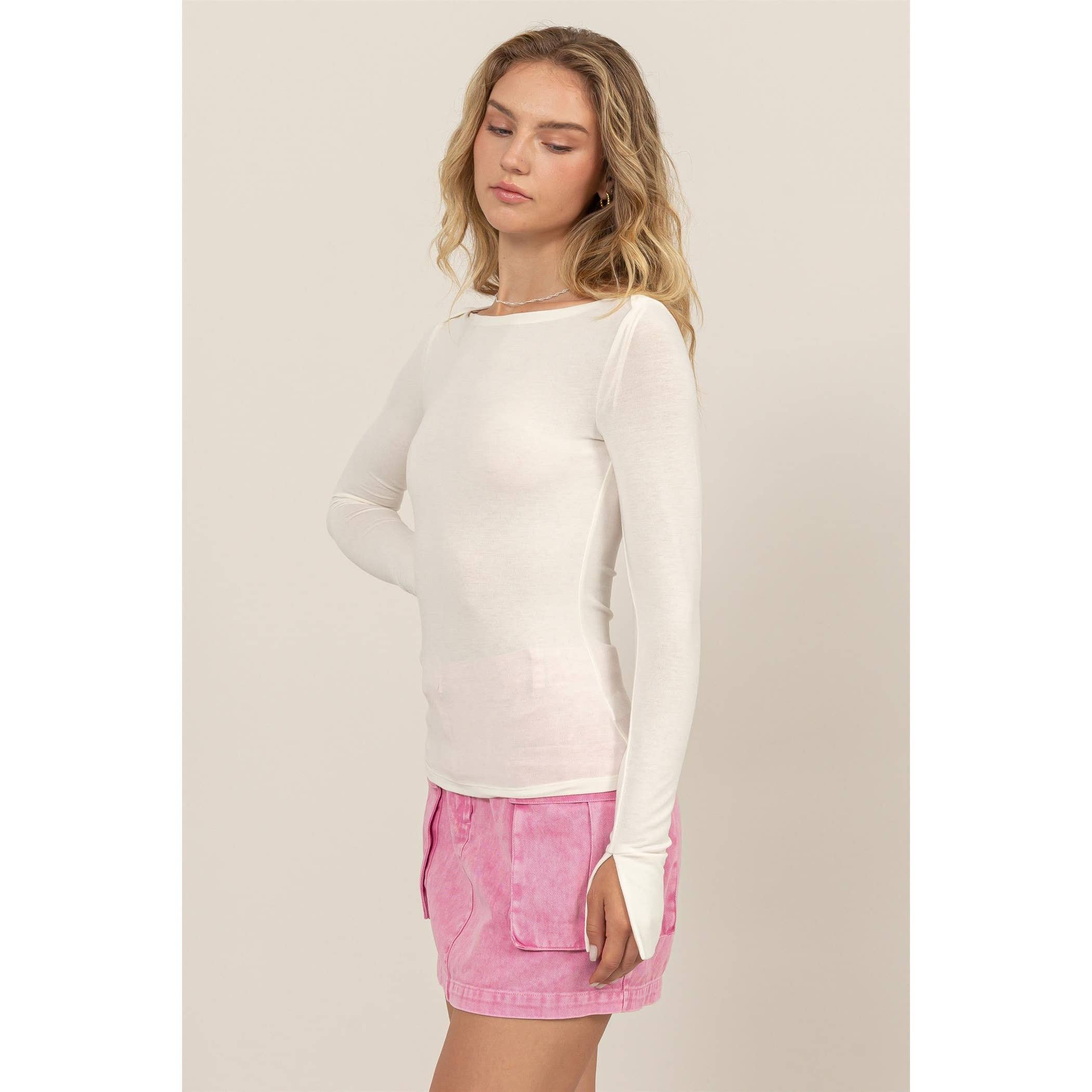 Cream Boat Neck Top: