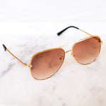 Alexa Aviator Frame Sunglasses: Brown