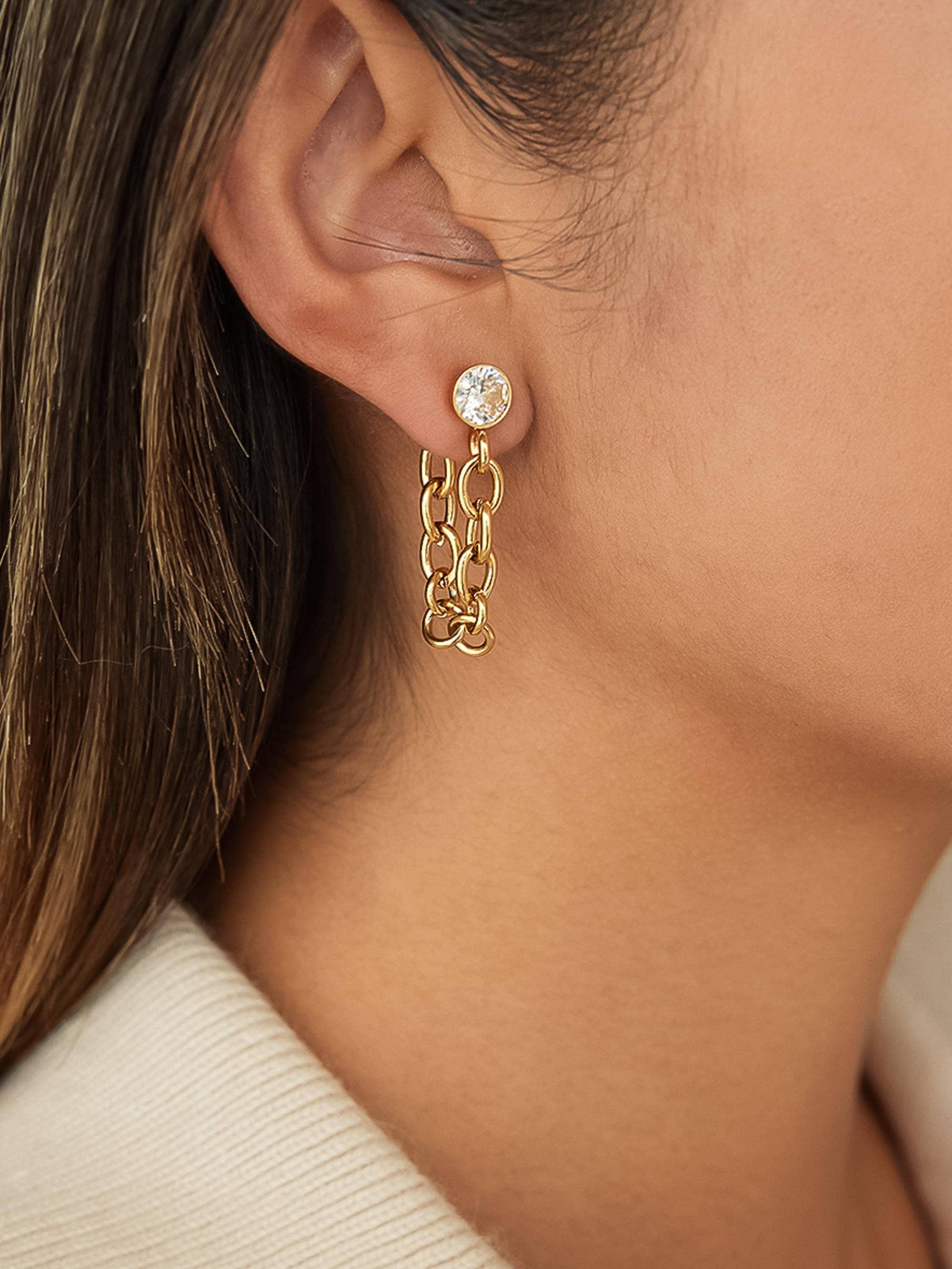 Jazlynn Crystal Chain Earrings