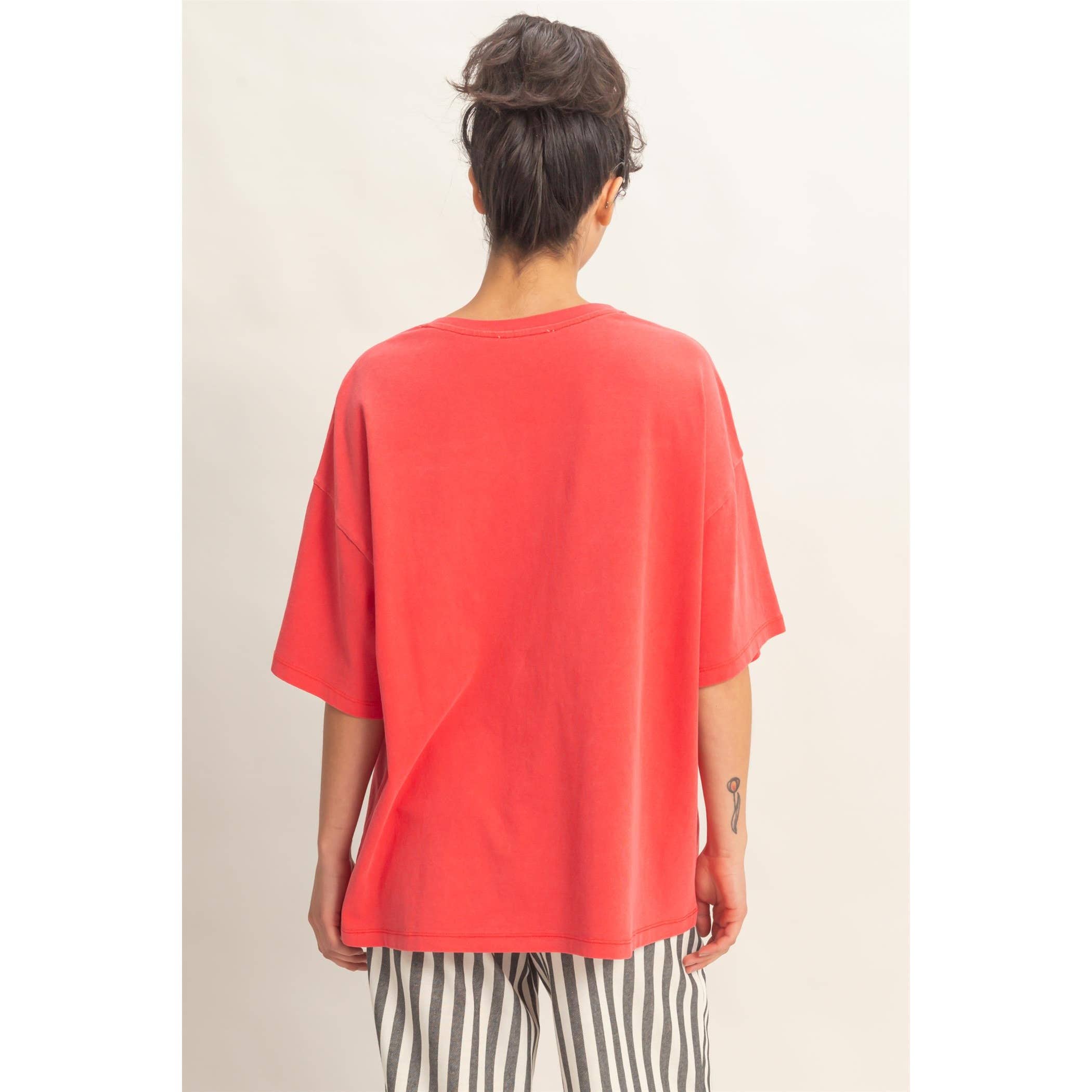 Oversized Varsity Tee: Red