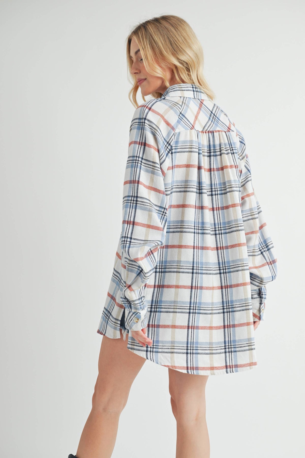 Abri Plaid Flannel Shirt: White Multi