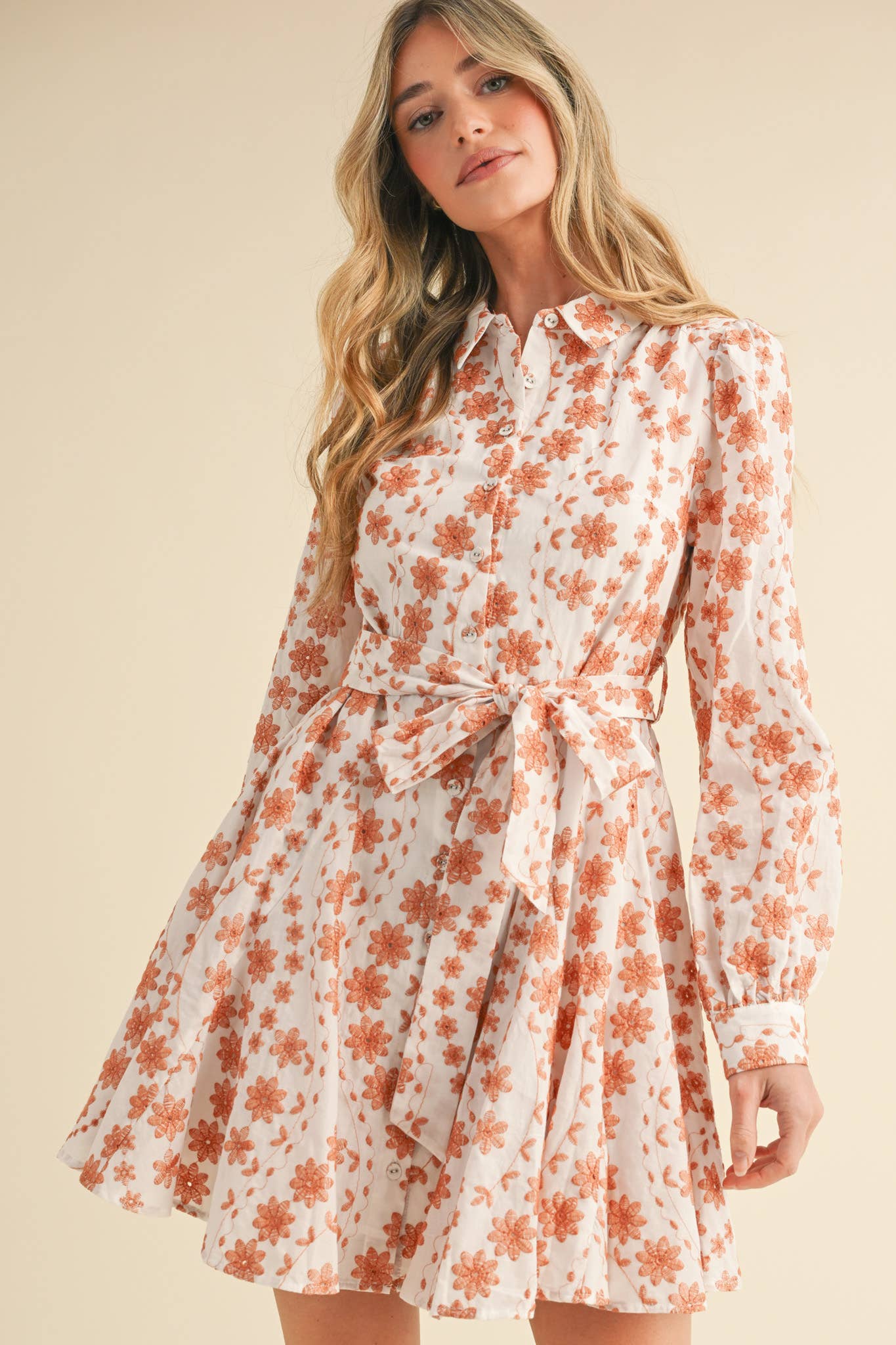 Peach Floral Mini Dress: