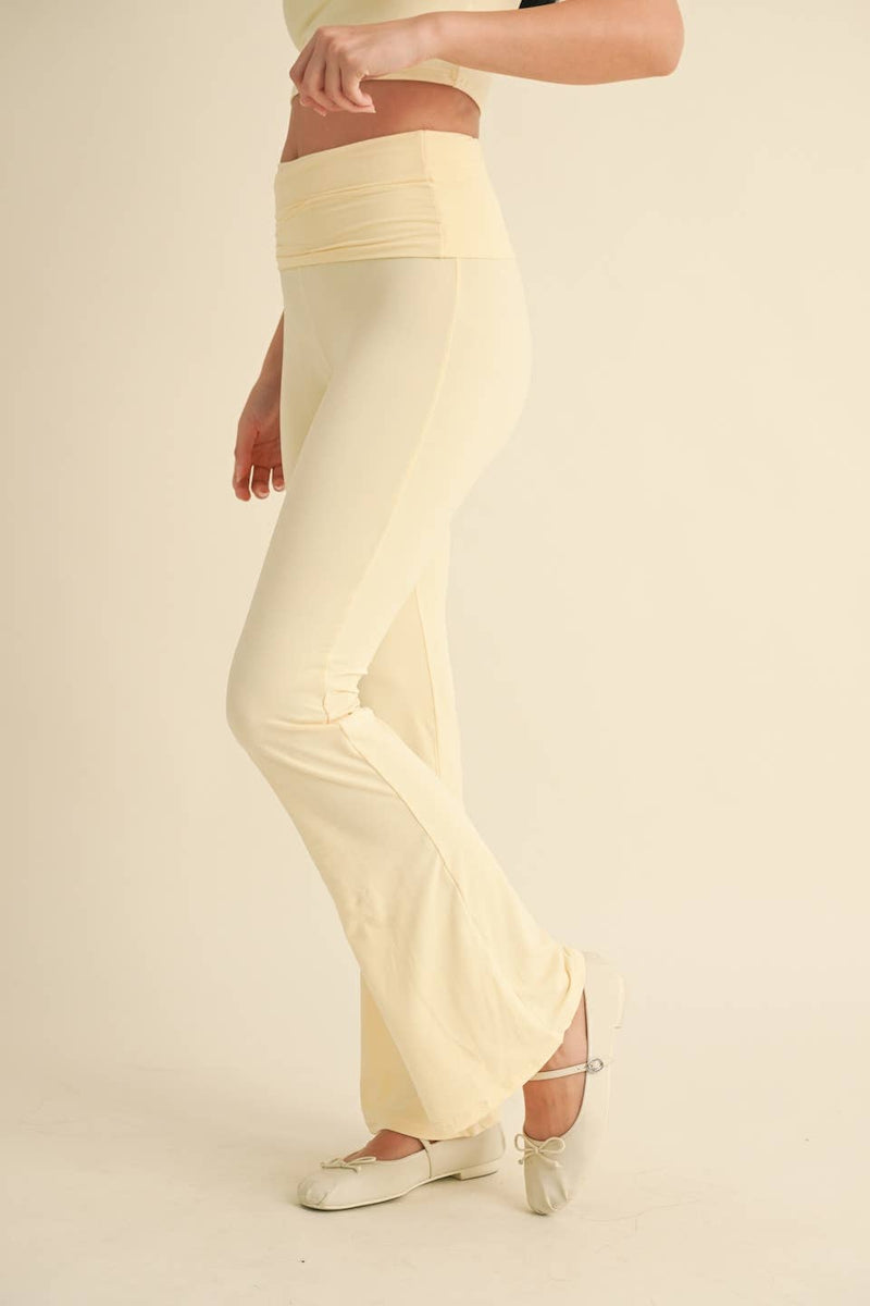 Foldover Flare Pants:Choc.