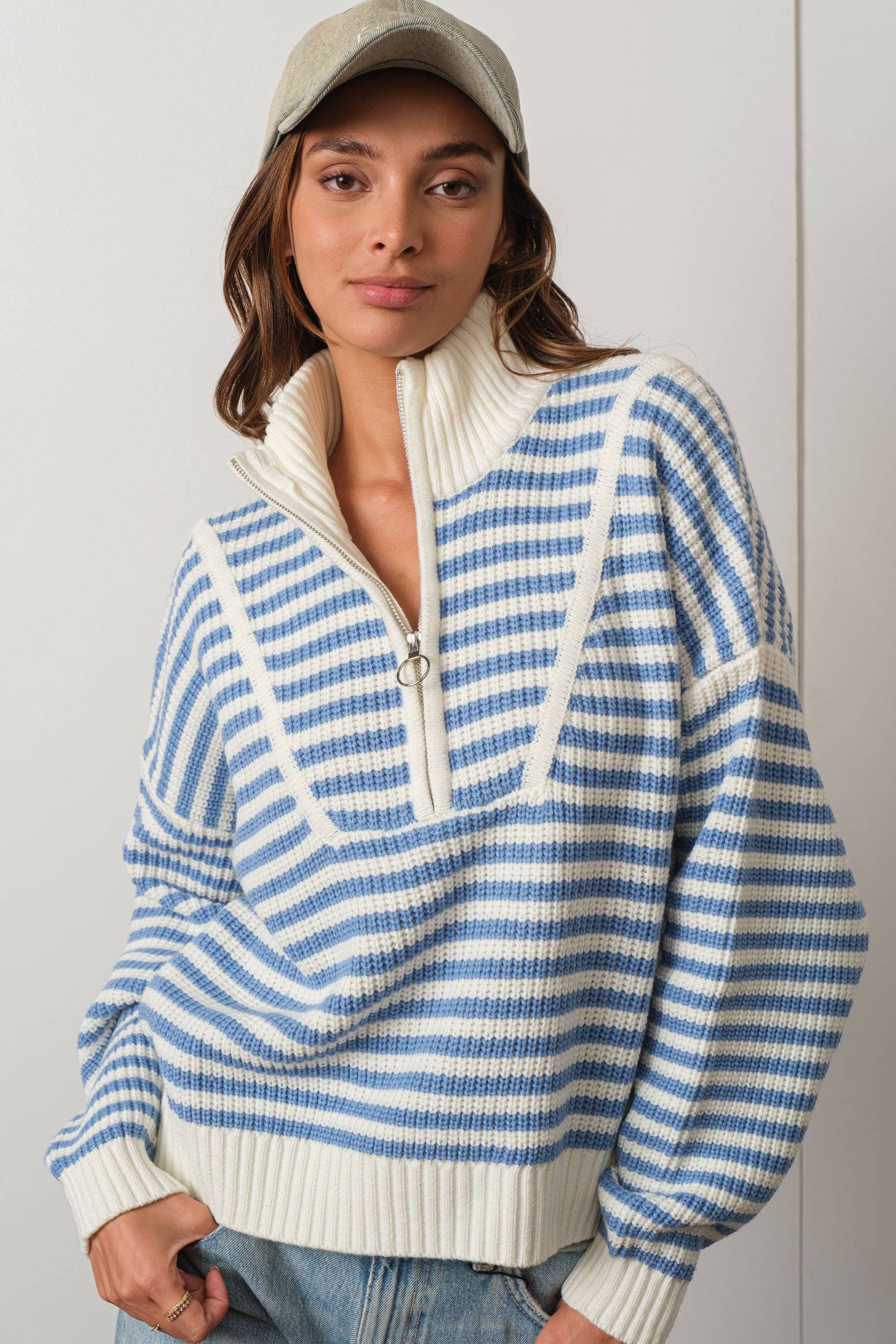 Cali Half-zip Sweater: Blue