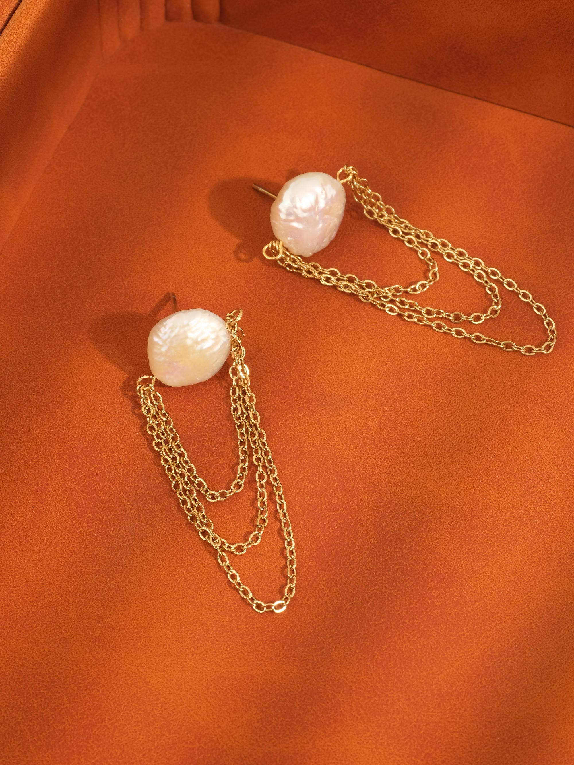 Shynelle 18K Pearl Chain Earrings
