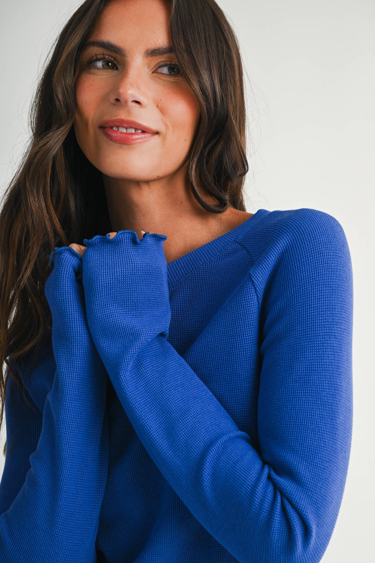 Thermal Knit Top: Cobalt