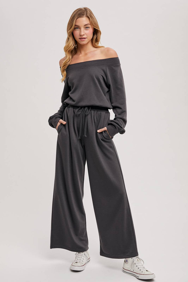 OFF THE SHOULDER JUMPSUIT: