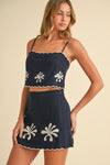 Linen Embroidery Set: NAVY