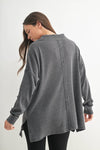 Waffle Knit Oversized:Black