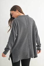 Waffle Knit Oversized:Black