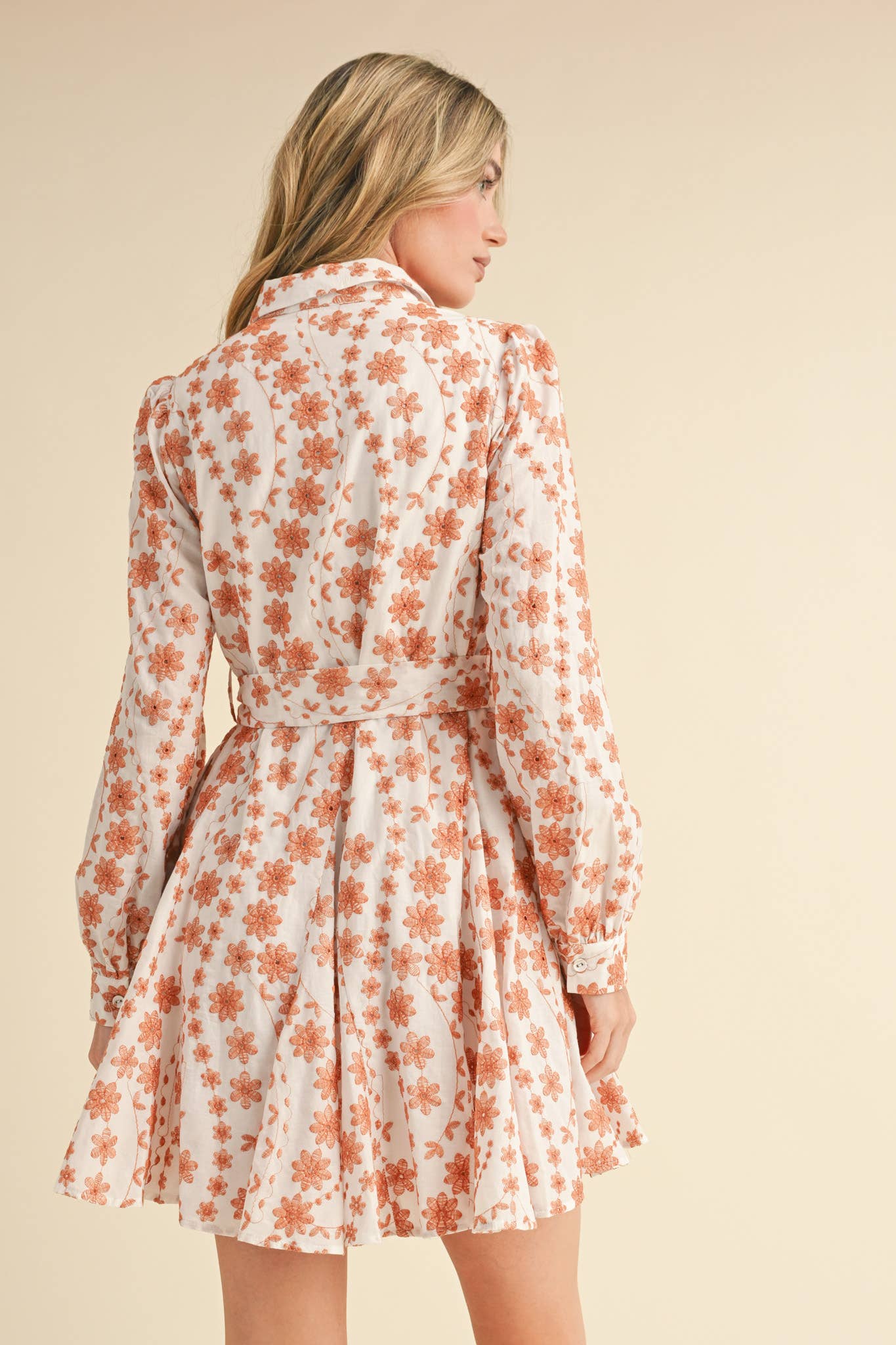 Peach Floral Mini Dress: