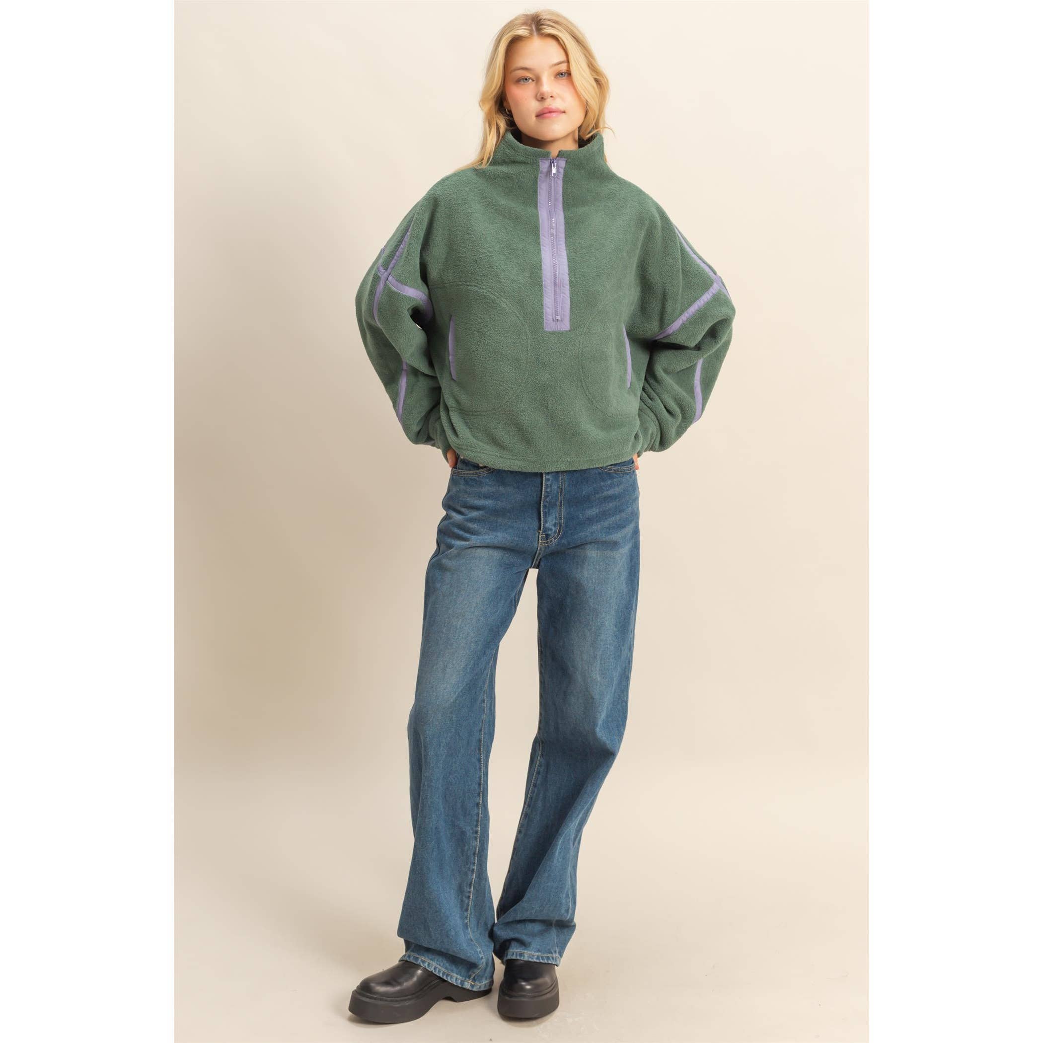 Fleece Pullover Jacket: Pistachio