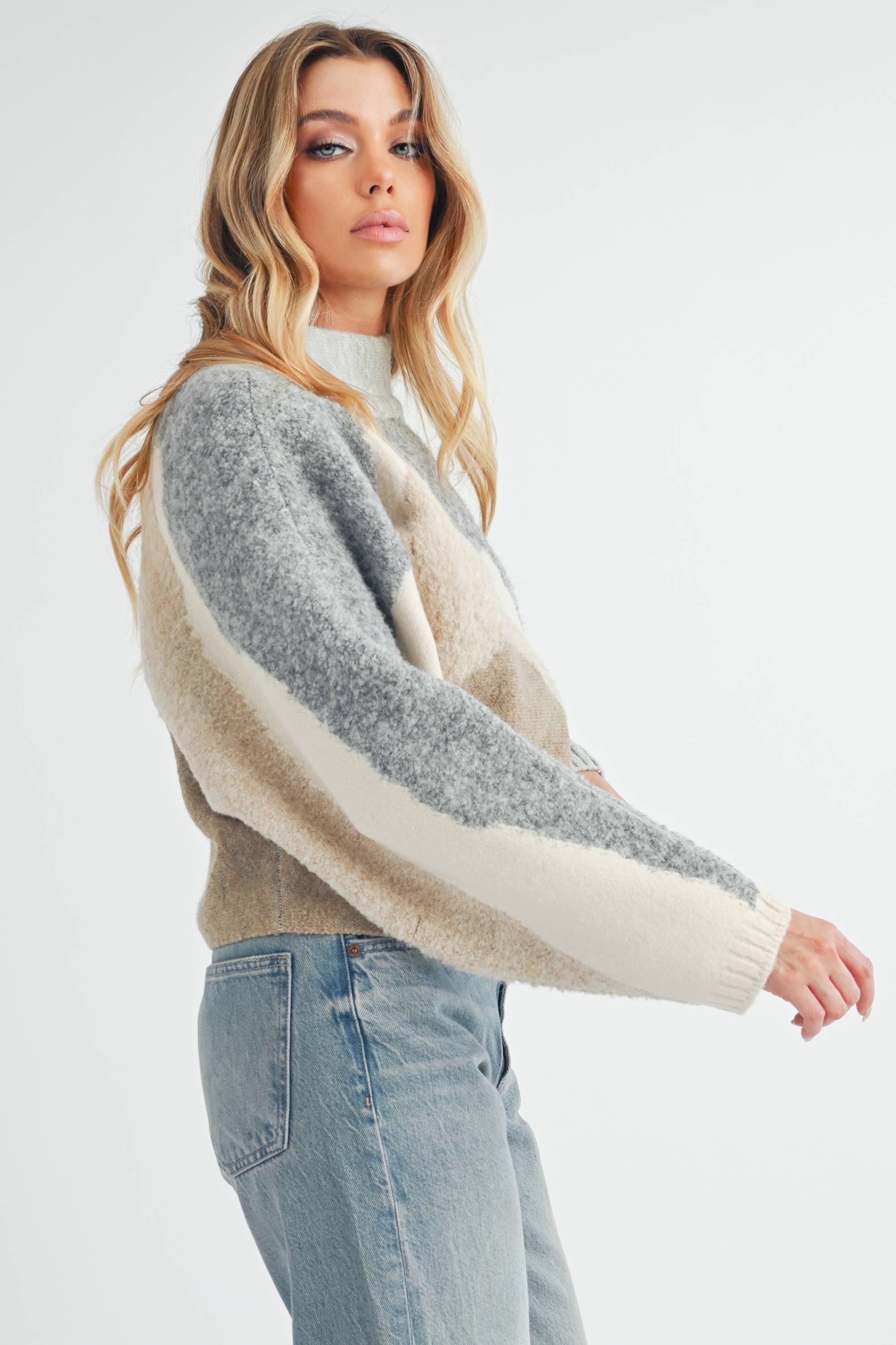 Betsy Sweater:Gray/Tan