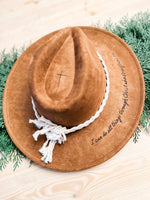 Burnt Hat  I Can Do All Things  Western Hat Cross: Tan