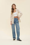 Linen Cuff Blazer: NATURAL