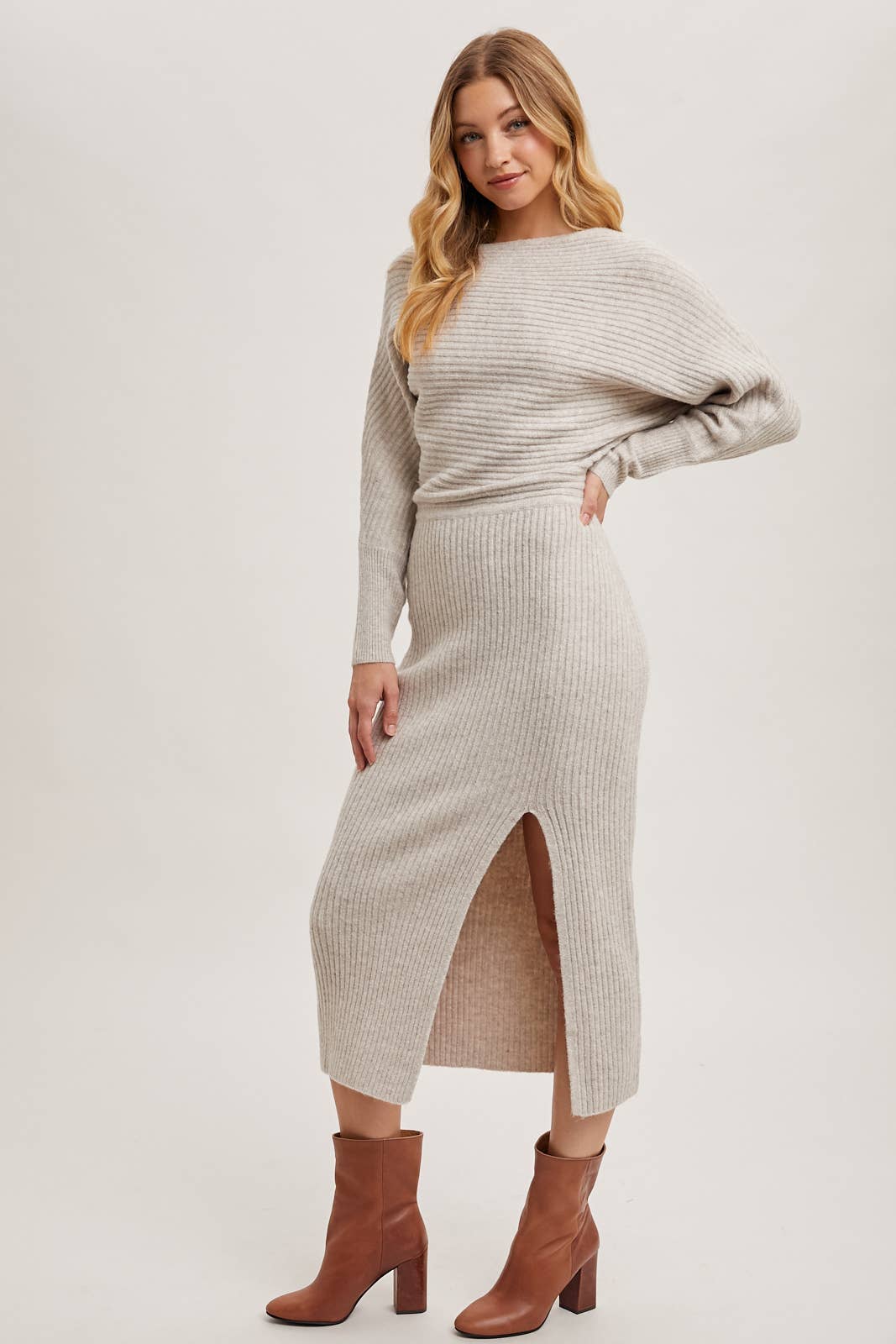 Off Side Sweater Dress: Oatmeal
