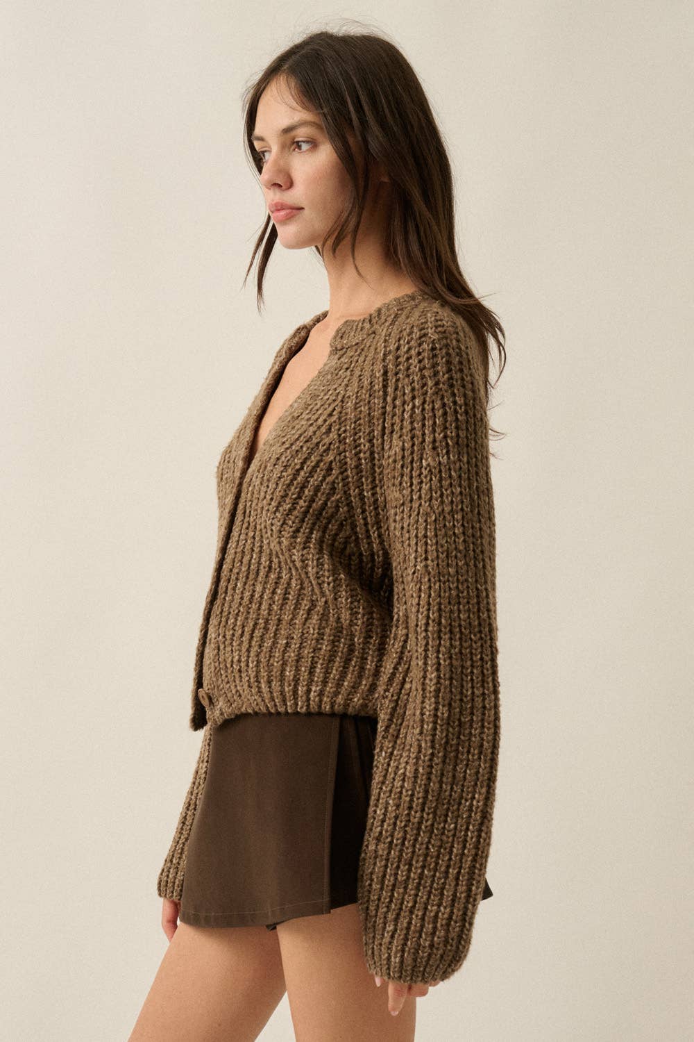Confetti Cardigan Sweater: Chocolate