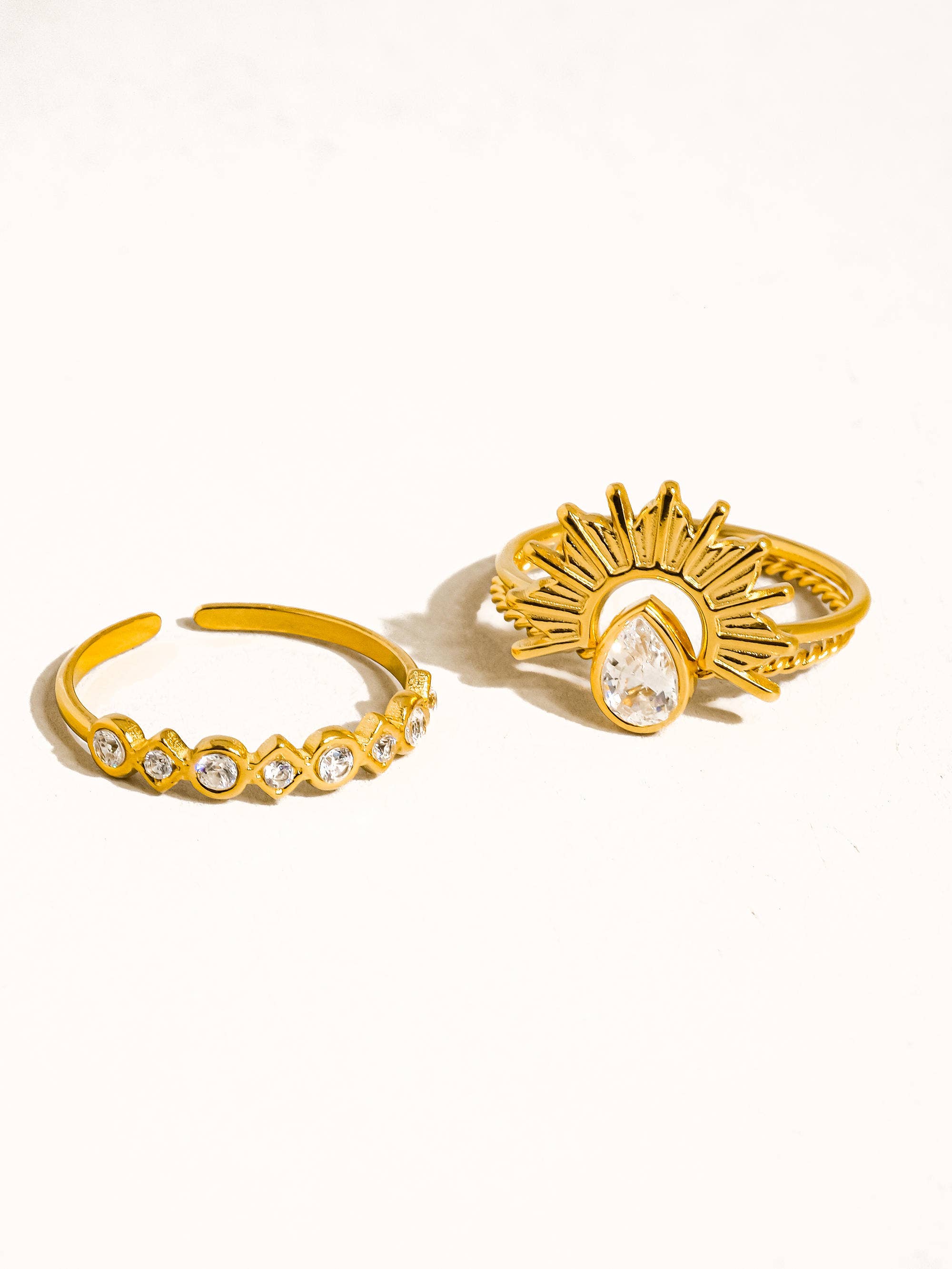 Françoise 18K Gold Sun Stone CZ Layered Ring