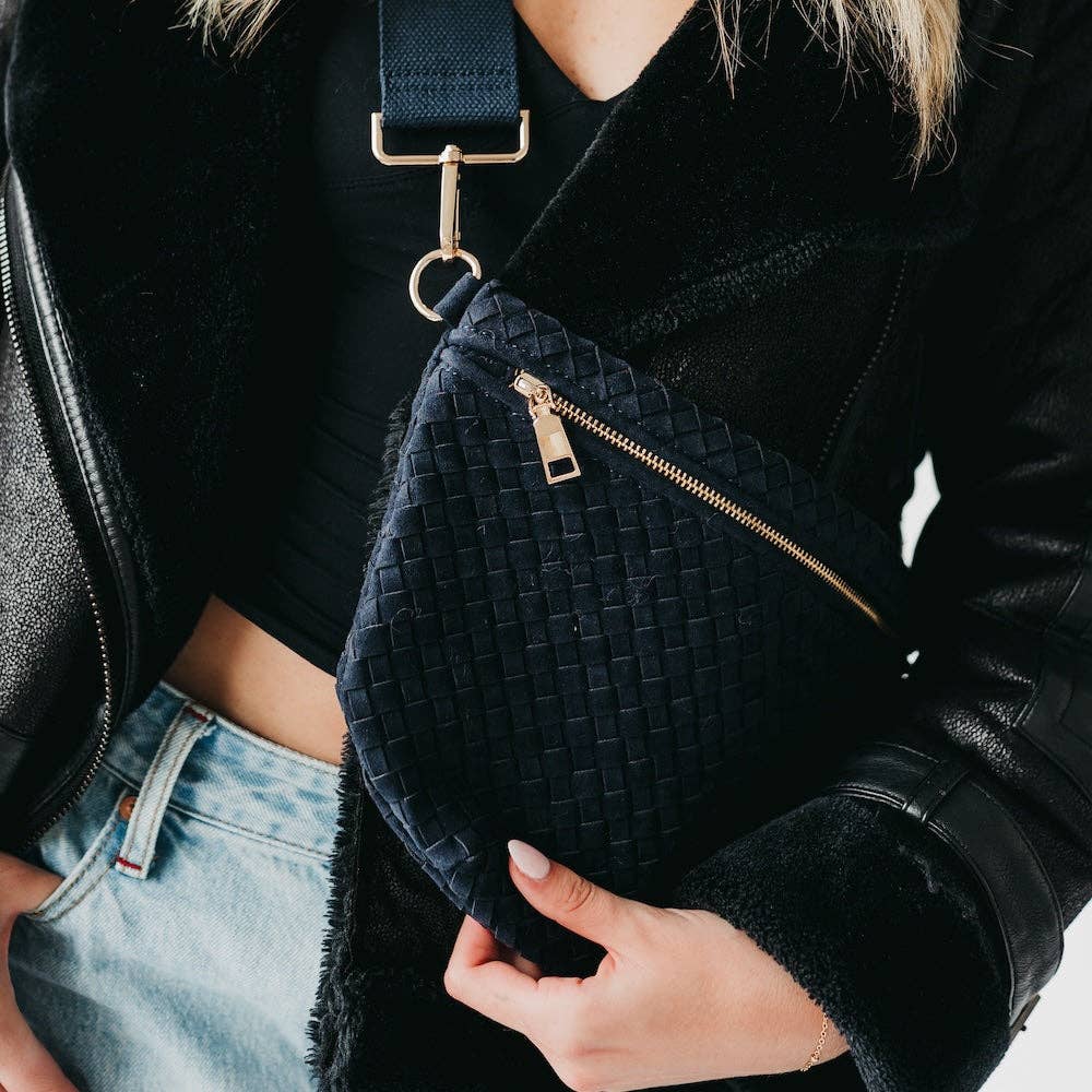 Suede Westlyn Woven Bum Bag: Navy