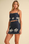 Linen Embroidery Set: NAVY