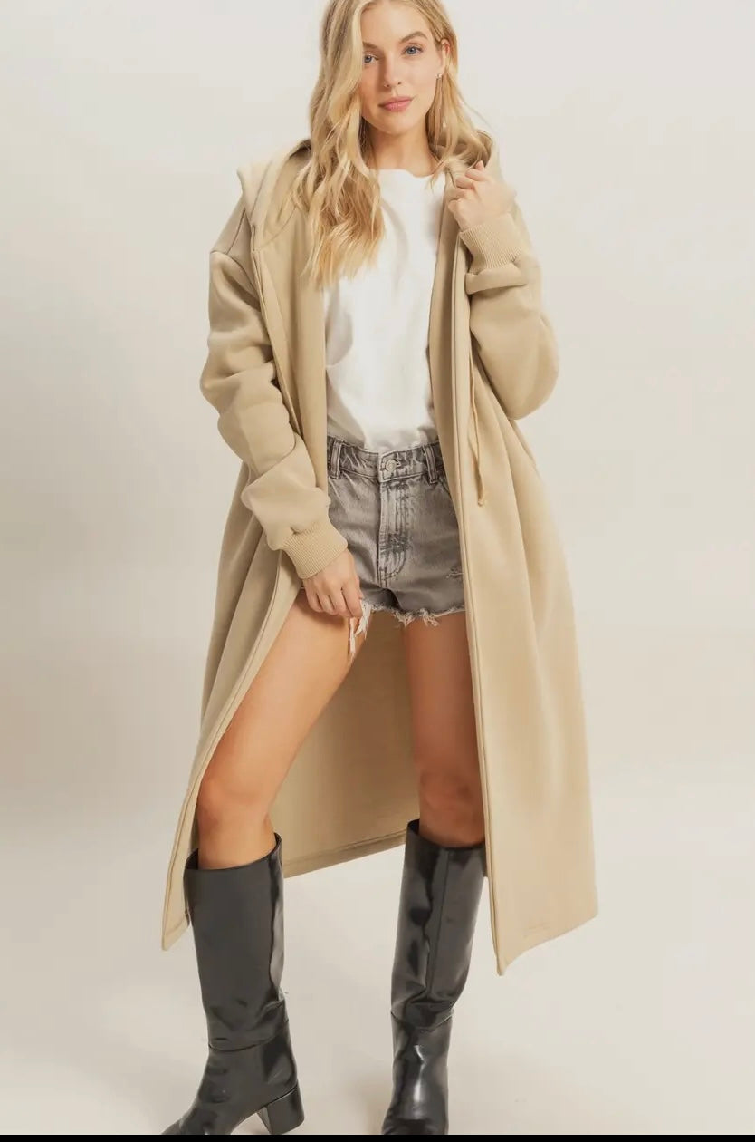 Fleece French Terry Coat: Taupe