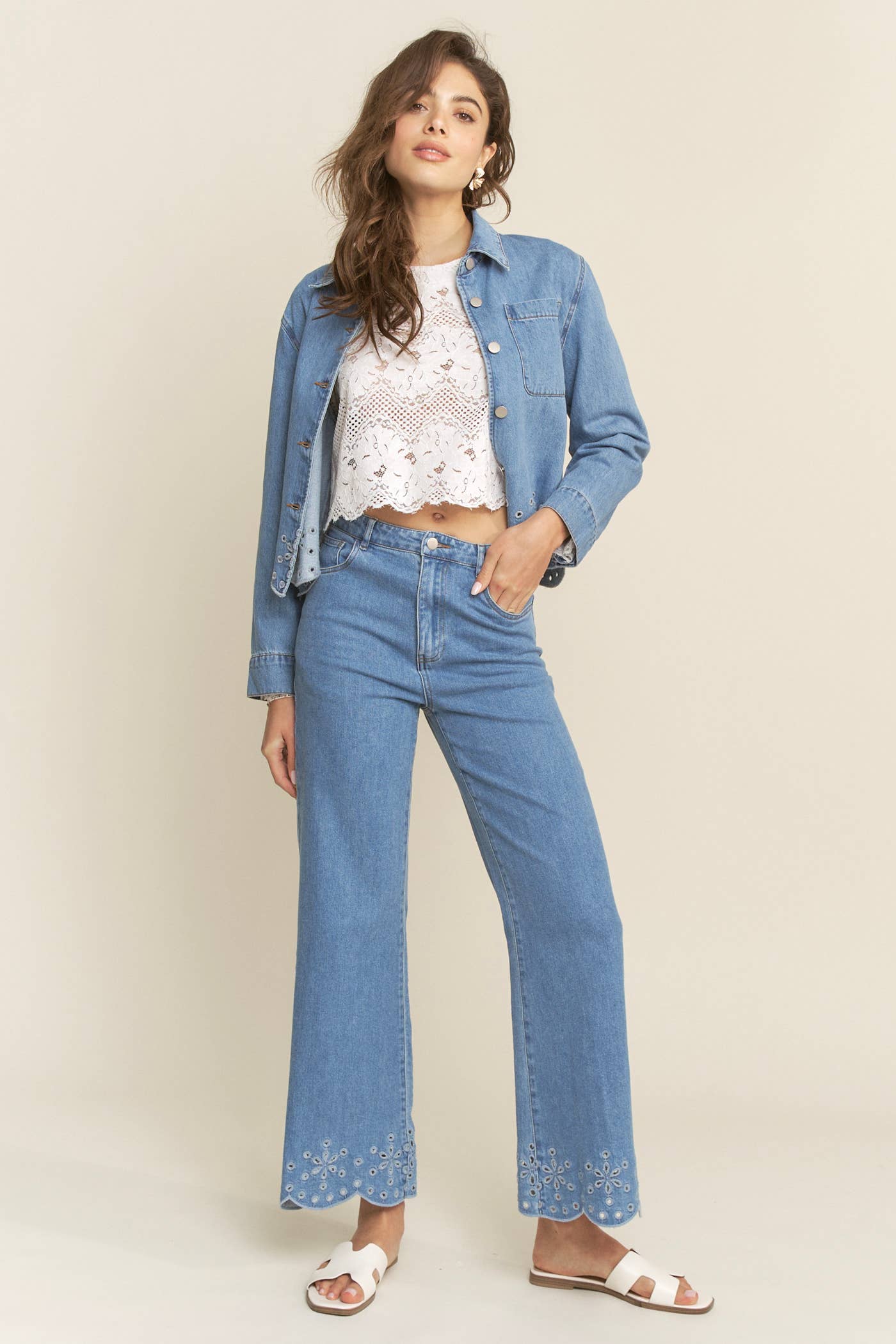 Detail Flare Jeans: Denim