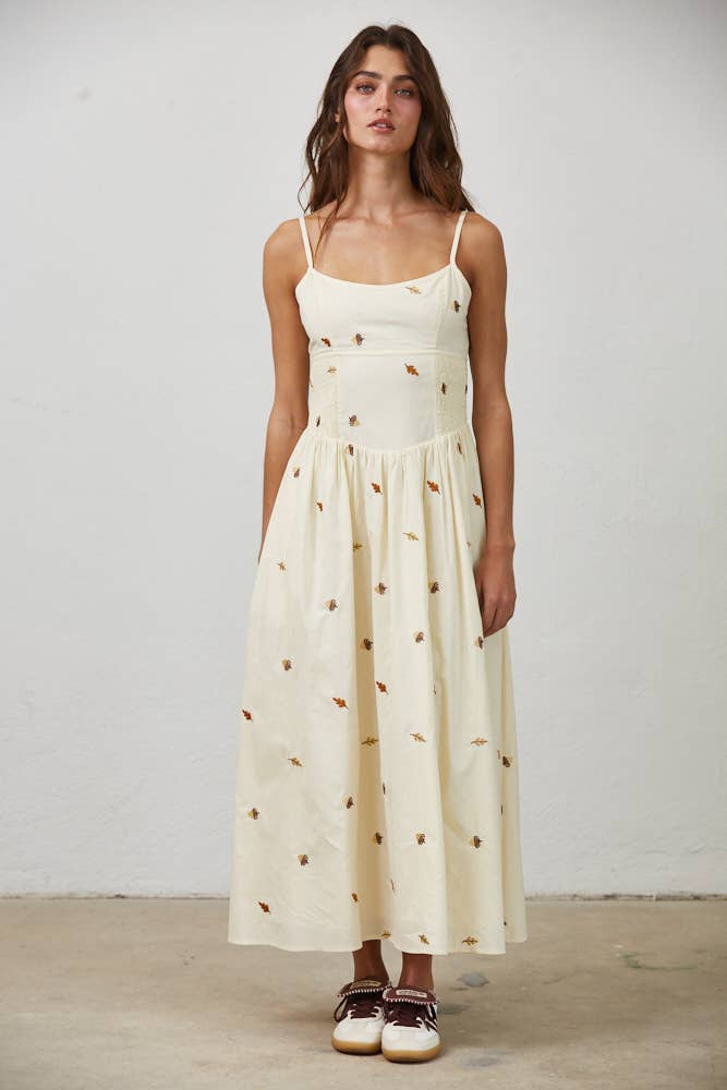 Leaf Maxi Dress: Beige