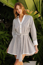Striped Button Detail Mini Dress