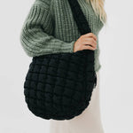 Carmen Quilted Tote Bag: Black